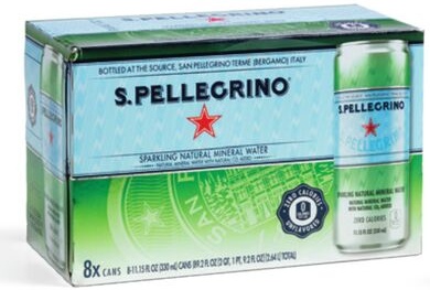 San Pellegrino or Maison Perrier sparkling water