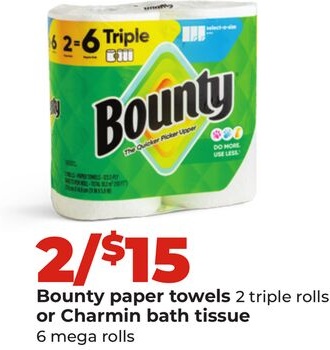 Bounty paper towels or Charmin bath tissue
