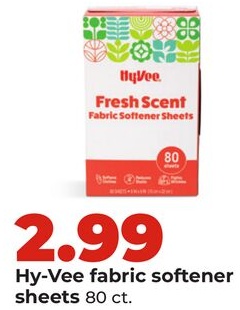 Hy-Vee fabric softener sheets