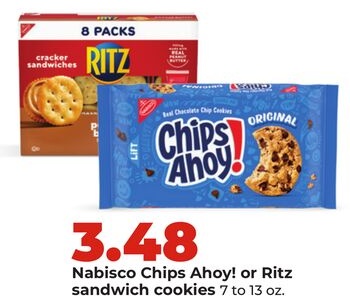 Nabisco Chips Ahoy! or Ritz sandwich cookies