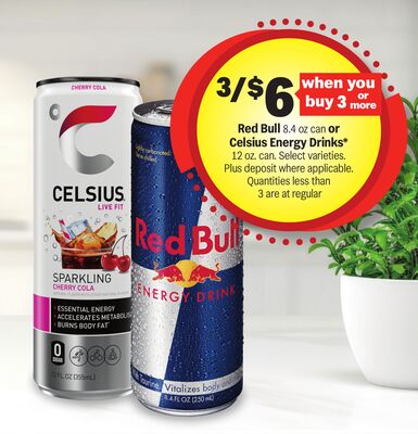 Red Bull 8.4 oz can or Celsius Energy Drinks*