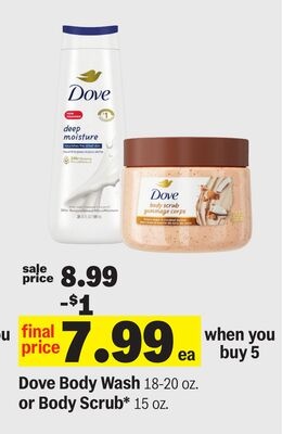Dove Body Wash 18-20 oz. or Body Scrub* 15 oz.
