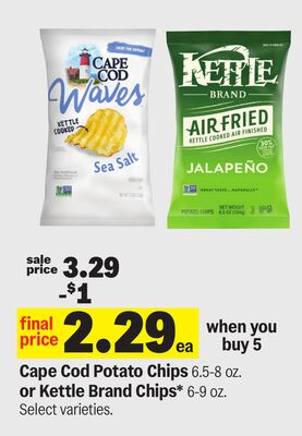 Cape Cod Potato Chips 6.5-8 oz. or Kettle Brand Chips* 6-9 oz.