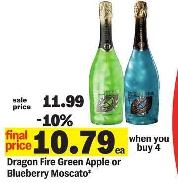 Dragon Fire Green Apple or Blueberry Moscato*