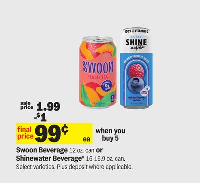 Swoon Beverage 12 oz. can or Shinewater Beverage 16-16.9 oz. can