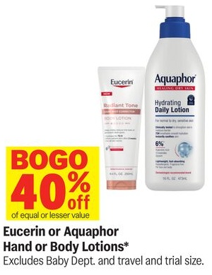 Eucerin or Aquaphor Hand or Body Lotions*