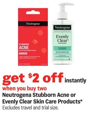 Neutrogena Stubborn Acne or Evenly Clear Skin Care Products*