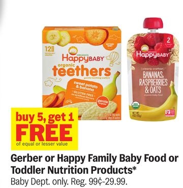 Gerber or Happy Family Baby Food or Toddler Nutrition Products*