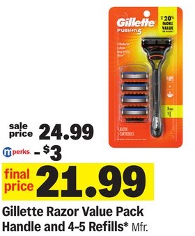 Gillette Razor Value Pack Handle and 4-5 Refills*