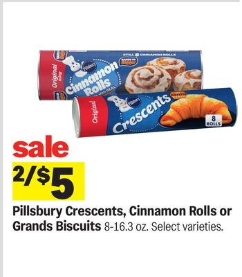 Pillsbury Crescents, Cinnamon Rolls or Grands Biscuits