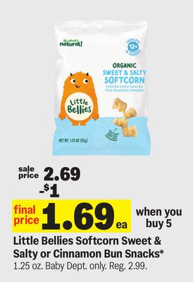 Little Bellies Softcorn Sweet & Salty or Cinnamon Bun Snacks*