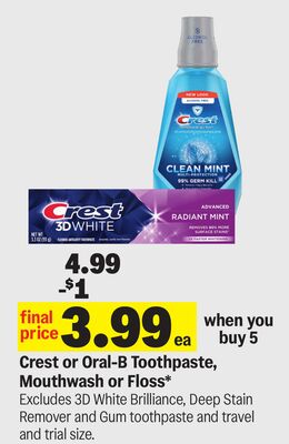 Crest or Oral-B Toothpaste, Mouthwash or Floss*