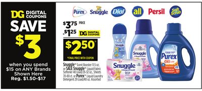 Snuggle®Scent Booster 11.5 oz. or SALE Snuggle® Liquid Fabric Softener 40 Load/26-32 oz., Sheets 70-80 ct. or Purex® Liquid Laundry Detergent 29 Load/40 oz.Assorted