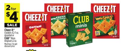 Cheez-It® Crackers 4.2-7 oz. Assorted or Club®Minis Original 6.2 oz.