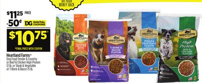 Heartland Farms® Dog Food Tender & Crunchy or Beef & Chicken High Protein 12 lb. or Steak & Vegetable or T-Bone & Bacon 15 lb.