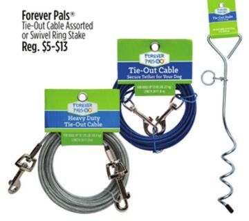 Forever Pals® Tie-Out Cable Assorted or Swivel Ring Stake