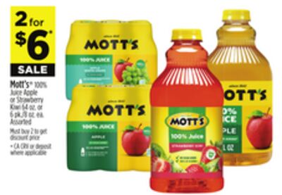 Mott's® 100% Juice Apple or Strawberry Kiwi
