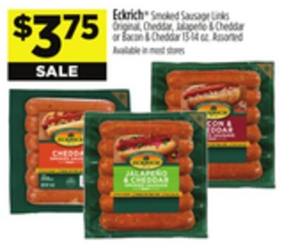 Eckrich® Smoked Sausage Links Original, Cheddar, Jalapeño & Cheddar or Bacon & Cheddar