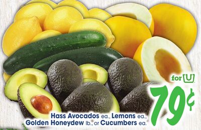 Hass Avocados, Lemons, Golden Honeydew, or Cucumbers