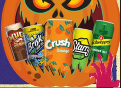 (3) CRUSH®, SCHWEPPES®, MUG®, BRISK®, OR STARRY® 12-PACKS AND ONE (1) LARGE PUMPKIN