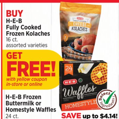 H-E-B Fully Cooked Frozen Kolaches