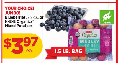 Blueberries, 9.8 oz., or H-E-B Organics® Mixed Potatoes