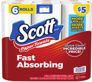 Scott Choose-A-Sheet Paper Towels 6 Rolls or Comfort Plus Bath Tissue 6 or 12 Rolls