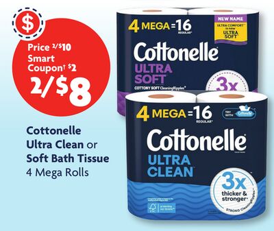 Cottonelle Ultra Clean or Soft Bath Tissue