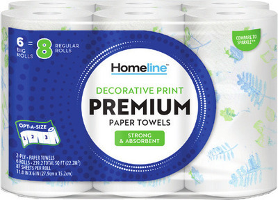 Homeline Premium Strong & Absorbent Paper Towels 6 Big Rolls