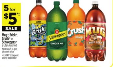 Mug®,Brisk®, Crush® or Schweppes® 2 Liter