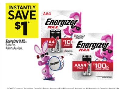 Energizer MAX® Batteries AA or AAA 4 pk.