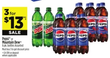 Pepsi® or Mountain Dew® 6 Pack 12 oz Bottles