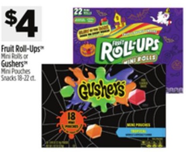 Fruit Roll-Ups™ Mini Rolls or Gushers™ Mini Pouches Snacks 18-22 ct.