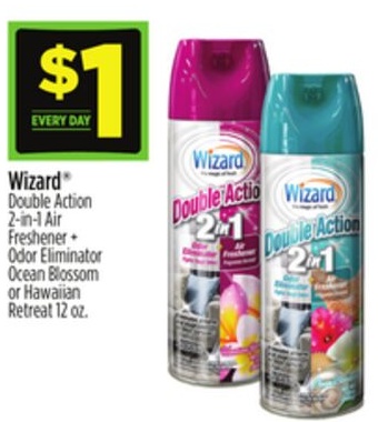 Wizard® Double Action 2-in-1 Air Freshener + Odor Eliminator Ocean Blossom or Hawaiian Retreat