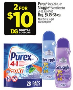 Purex® Pacs 28 ct. or Snuggle®Scent Booster 21 oz