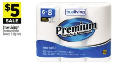 True Living® Premium Paper Towels 6 Big rolls