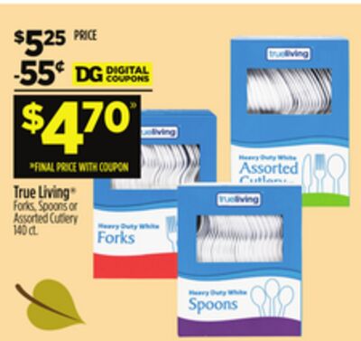 True Living® Forks, Spoons or Assorted Cutlery 140 ct.