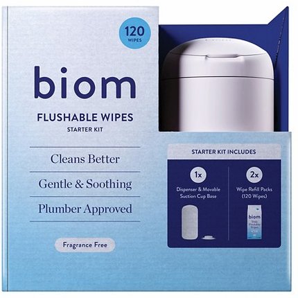Biom 120-ct. unscented flushable wipes
