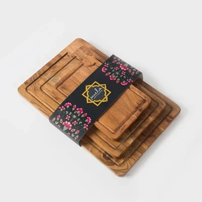 Acacia Wood Cutting Board Set – 3 Piece Natural