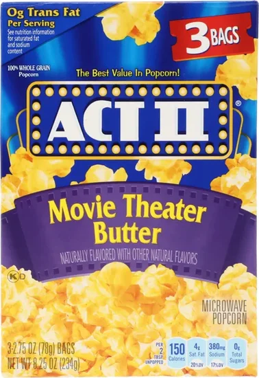 Act II Movie Theater Butter Microwave Popcorn, 3-pc Pack