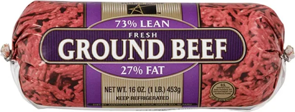 American Foods Fresh Ground Beef 73% Lean 27% Fat, 1 lb