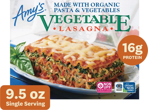 Amy's Frozen Meals, Vegetable Lasagna, Microwave Meals, 9.5 oz