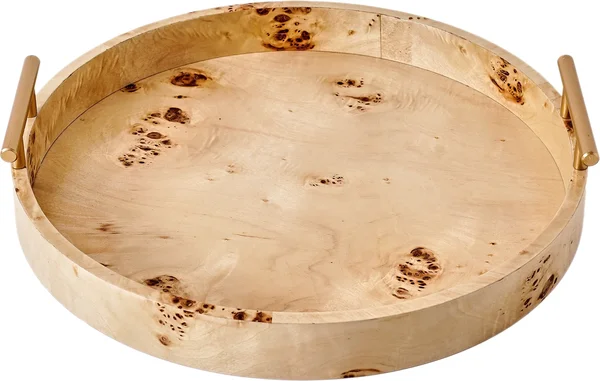 Beautiful by Drew Barrymore Round Tabletop Tray with Gold Handles, 1.75 in x 15.75 in