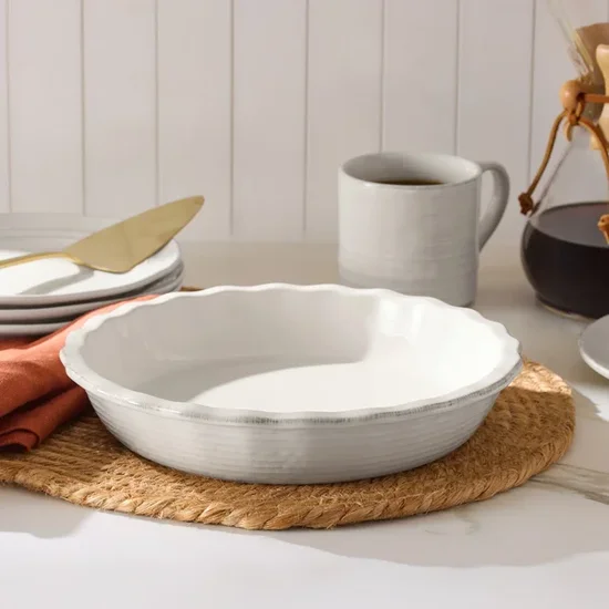 Better Homes & Gardens Artisan 10.5-Inch Cream Stoneware Pie Dish