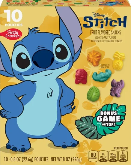 Betty Crocker Disney Stitch Assorted Fruit Flavored Snacks - 10 ct