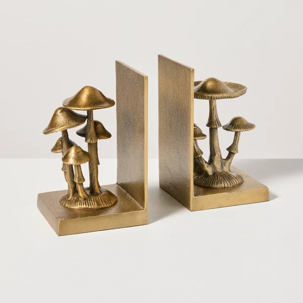 Brass Mushroom Bookends