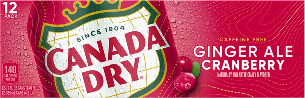 Canada Dry Cranberry Ginger Ale Soda Caffeine Free - 12 pk