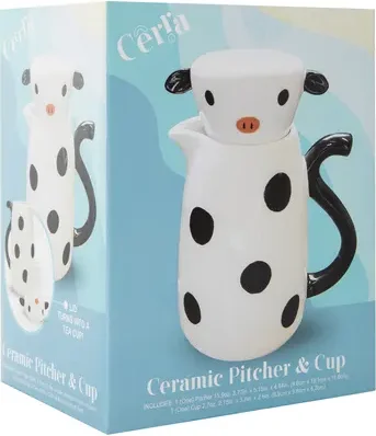 Ceramic Pitcher and Cup Set (Cow or Dog design)