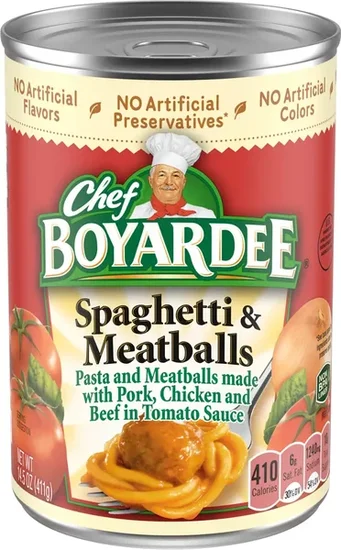 Chef Boyardee Spaghetti and Meatballs in Tomato Sauce, Ready-to-Eat Meal, 14.5 oz. Can