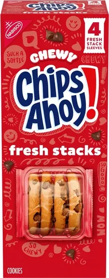 CHIPS AHOY! Fresh Stacks Chewy Fudgy Chocolate Chip Cookies, Travel Snacks, 8.66 oz (4 Multi Snack Packs)
